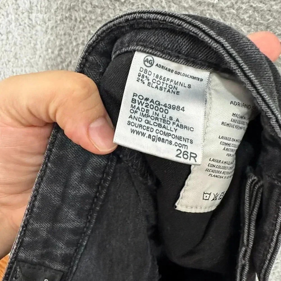 AG ADRIANO GOLDSCHMIED jeans 26 The Prima Cigarette Leg Black Pants chewed hem - Picture 10 of 11